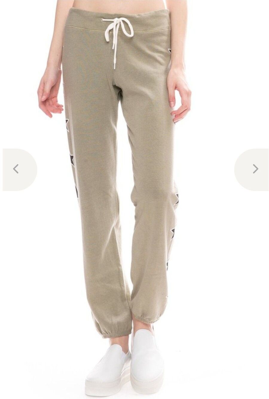 Monrow Pale Green Star Pattern Sweatpants Women's Size L Loungewear Casual